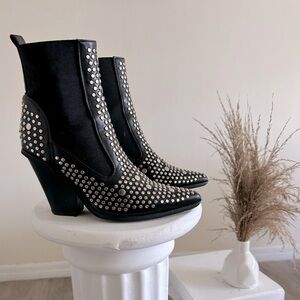 Studded black leather boots
